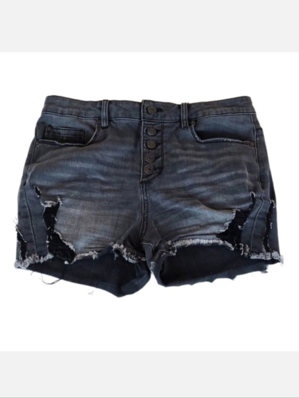 Indigo Rein Denim Jean Shorts Distressed, Dark Gray, Size 29